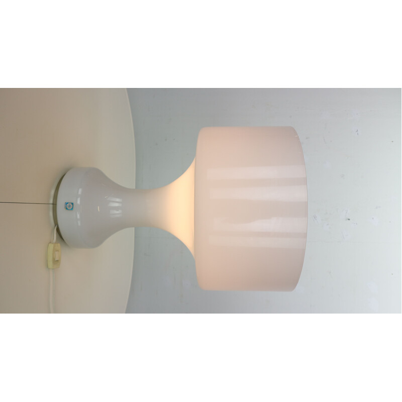 Lampe de table vintage en verre de Murano blanc  de Venini, 1960s