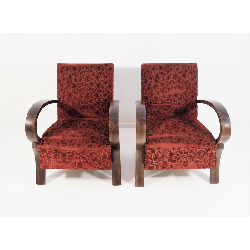 Pair of 2 Art Deco Armchairs, 1940s