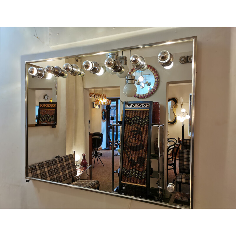 Large vintage dressing room mirror with 7 spots, 1970