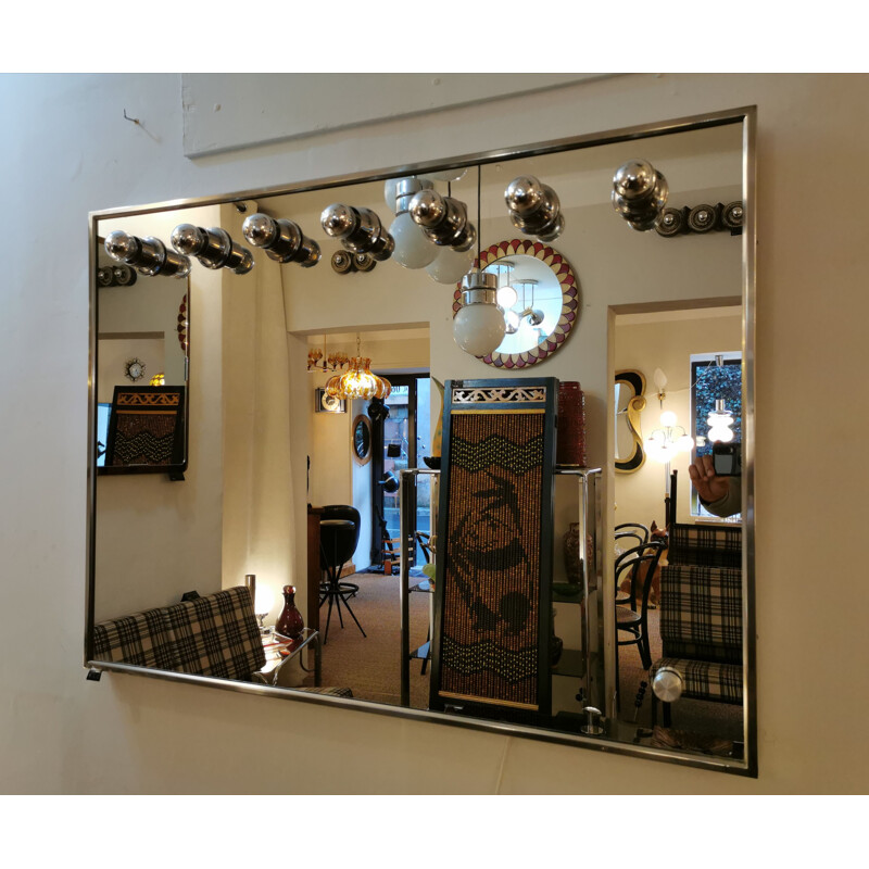 Large vintage dressing room mirror with 7 spots, 1970