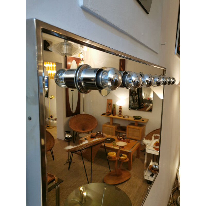 Large vintage dressing room mirror with 7 spots, 1970