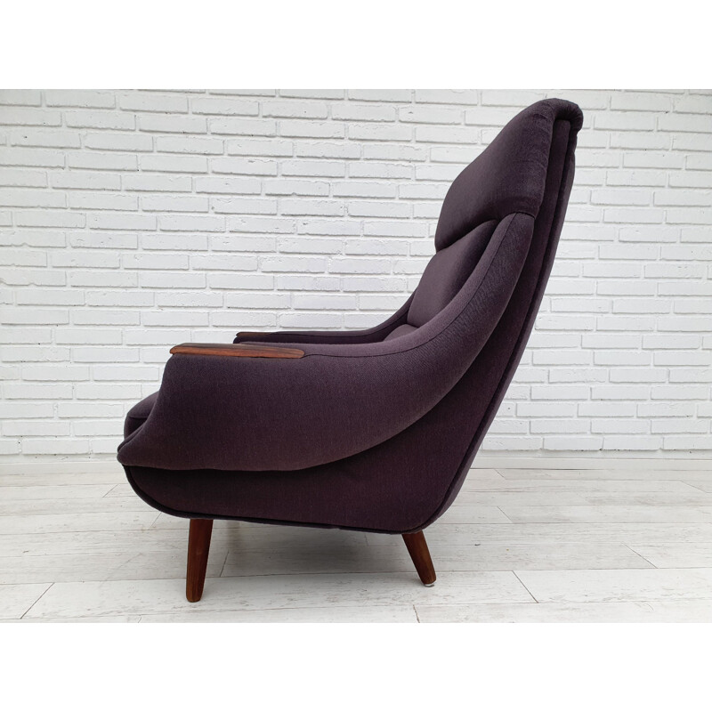 Vintage Danish Armchair by Henry Walter Klein in wool fabric and rosewood, 1970s