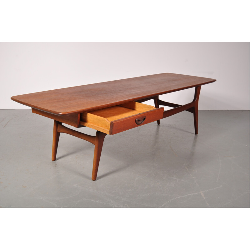 Coffee table in teak with a drawer, Louis van TEEFFELEN - 1950s