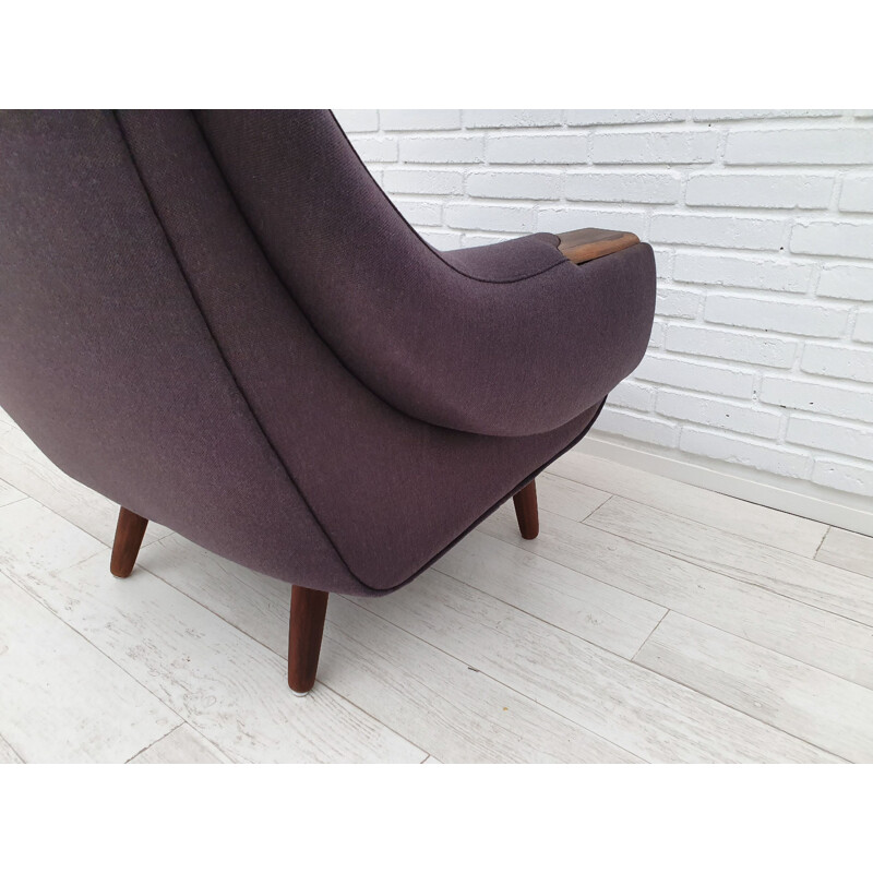 Vintage Danish Armchair by Henry Walter Klein in wool fabric and rosewood, 1970s