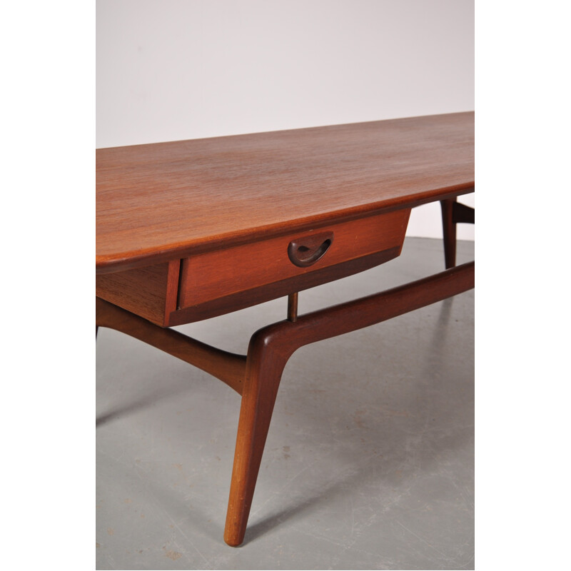 Coffee table in teak with a drawer, Louis van TEEFFELEN - 1950s