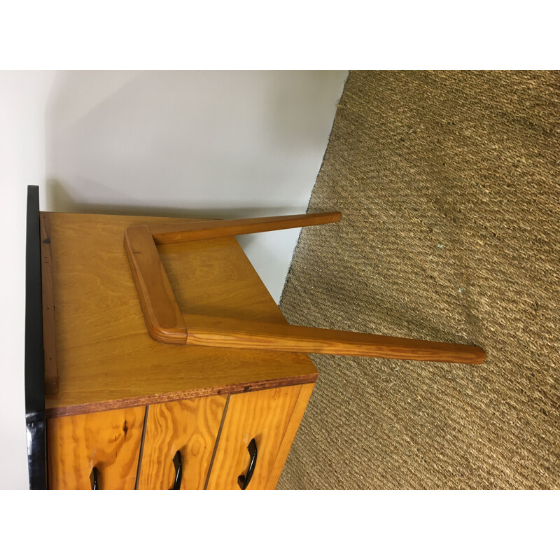 Vintage desk in pitchpin, France 1950