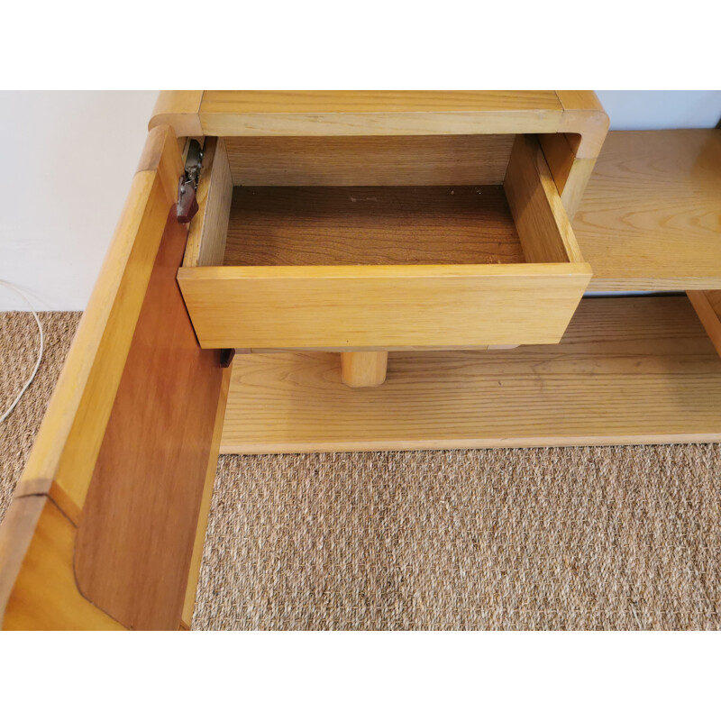 Vintage wooden cubic console 1970