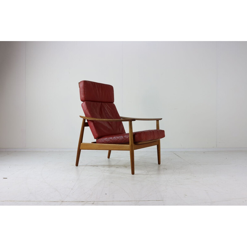 Vintage leather easy lounge chair by Arne Vodder for France and Son