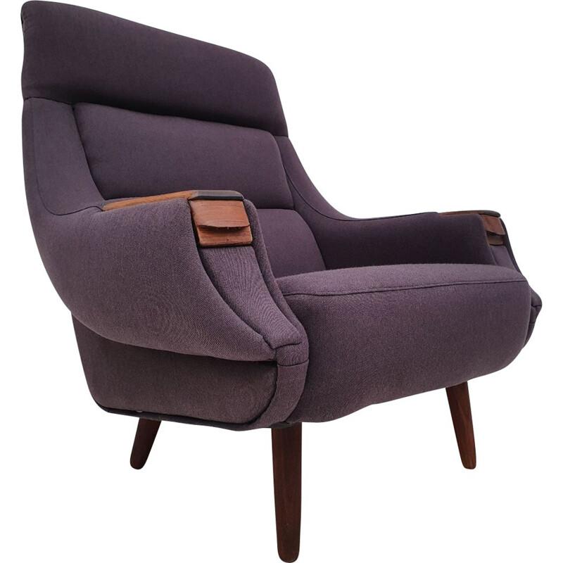 Vintage Danish Armchair by Henry Walter Klein in wool fabric and rosewood, 1970s