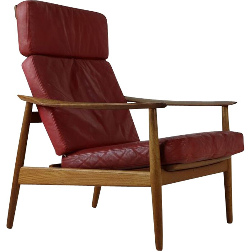 Vintage leather easy lounge chair by Arne Vodder for France and Son