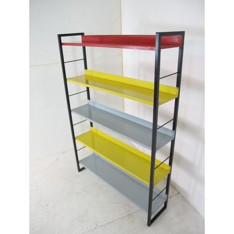 Vintage Industrial Dutch Modernist Wall Unit Book Case, 1950s