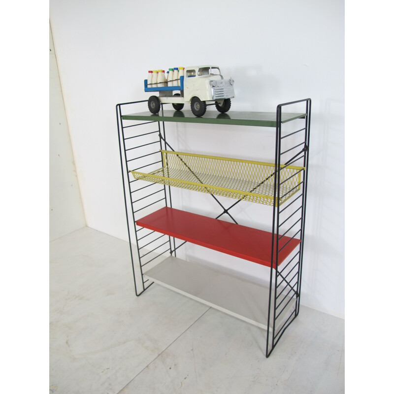 Vintage Modernist Multi-Colored shelving Unit, 1950s