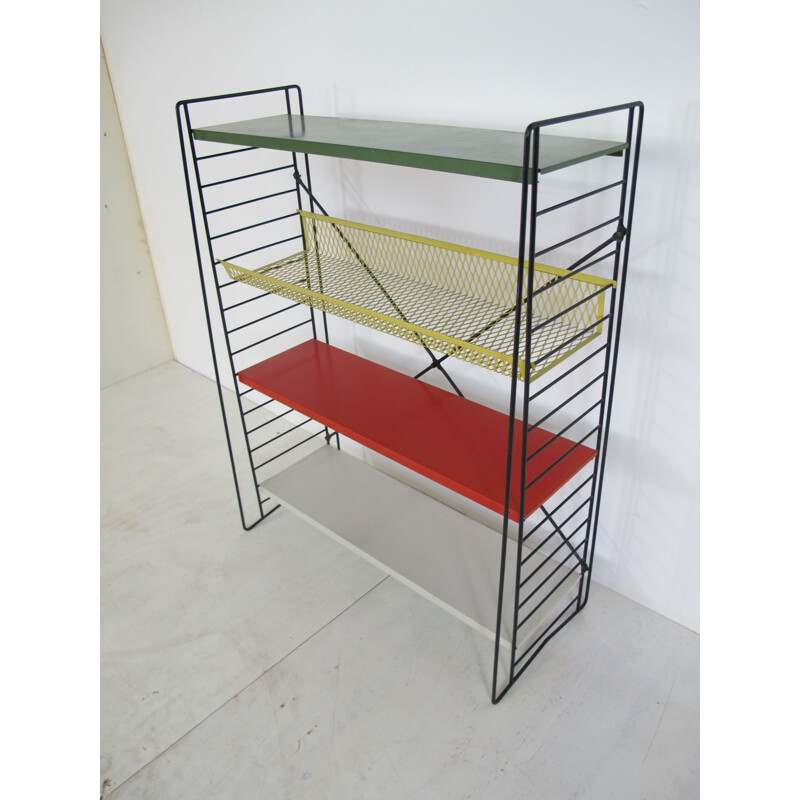 Vintage Modernist Multi-Colored shelving Unit, 1950s