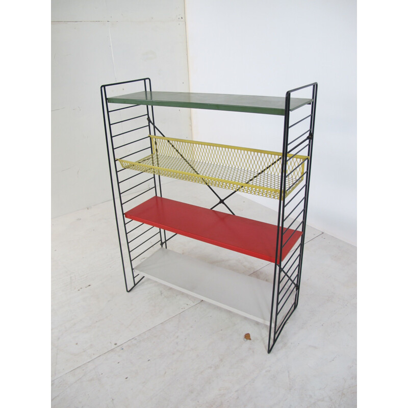 Vintage Modernist Multi-Colored shelving Unit, 1950s