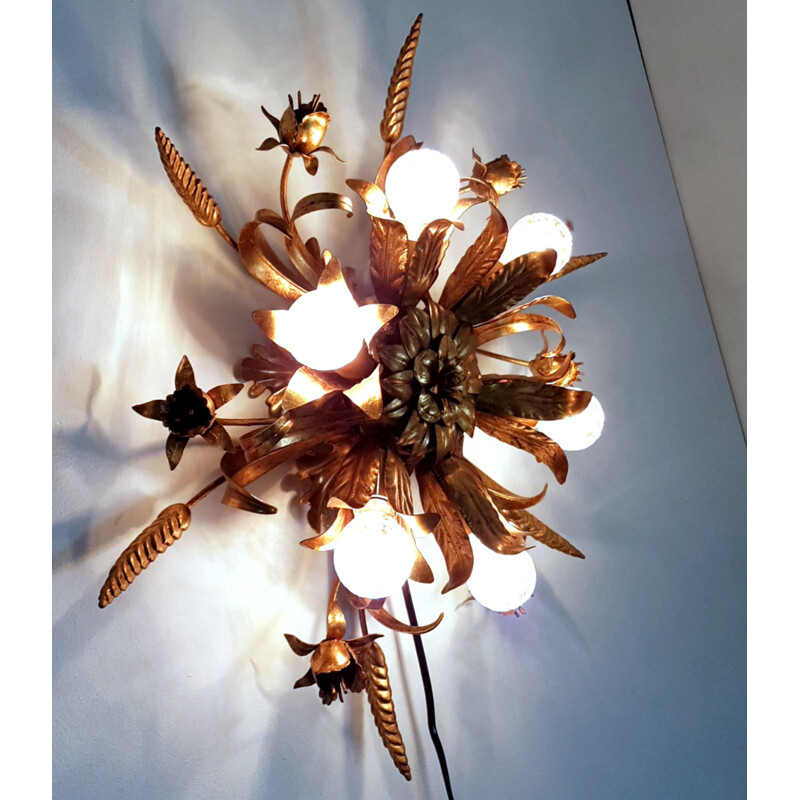 Lampe en métal doré vintage pour mur ou plafond