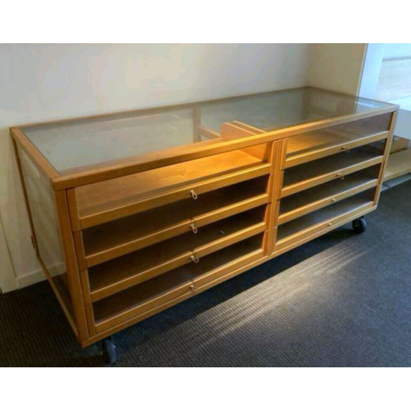 Vintage shop counter with drawers on wheels