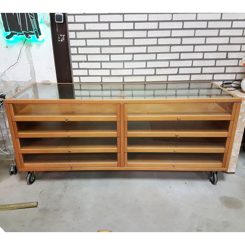 Vintage shop counter with drawers on wheels