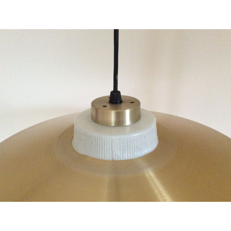 Vintage Scandinavian gold brushed aluminium hanging lamp, 1960