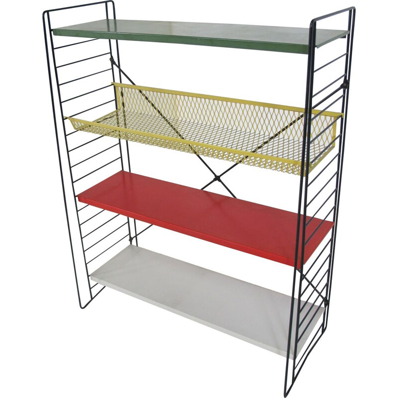 Vintage Modernist Multi-Colored shelving Unit, 1950s