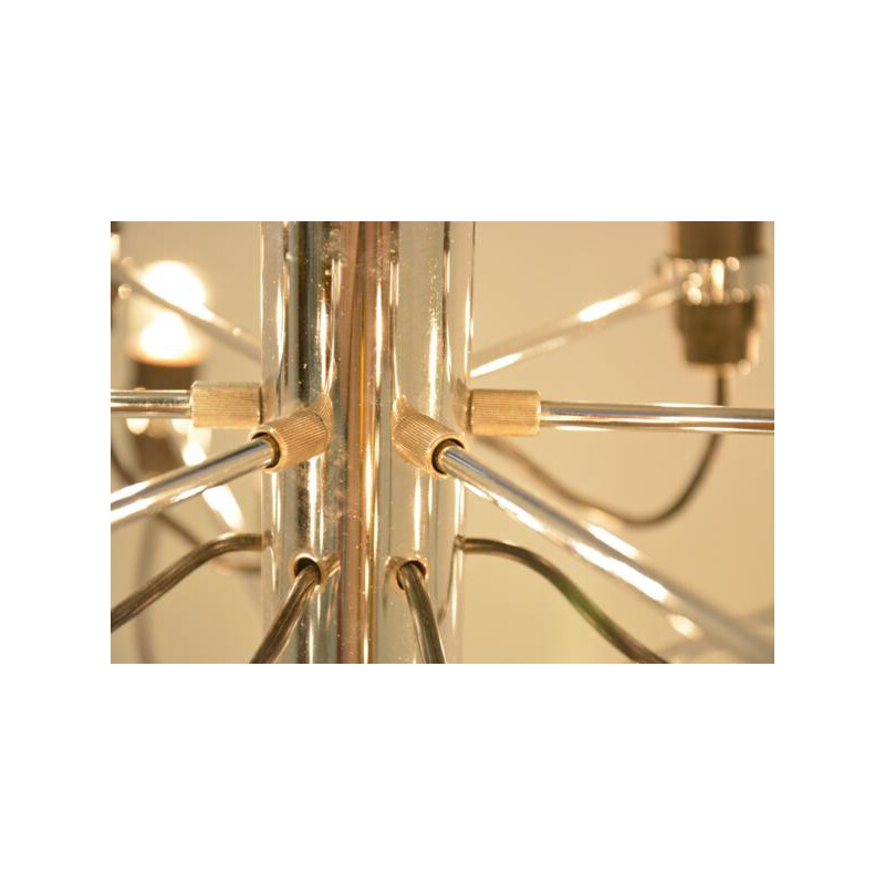 Arteluce "2097" chandelier in chrome steel, Gino SARFATTI - 1950s