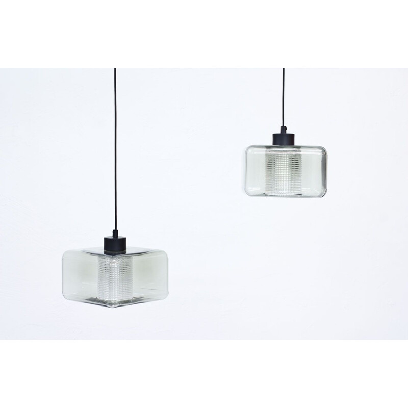 Vintage pair of Glass Pendant Lamps by Carl Fagerlund for Orrefors