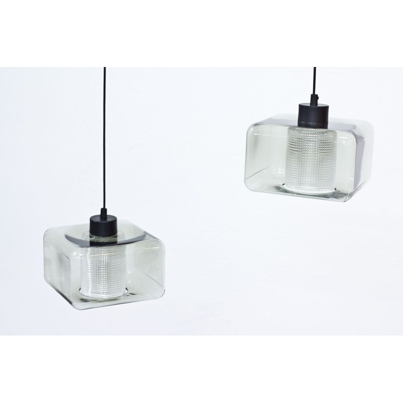 Vintage pair of Glass Pendant Lamps by Carl Fagerlund for Orrefors