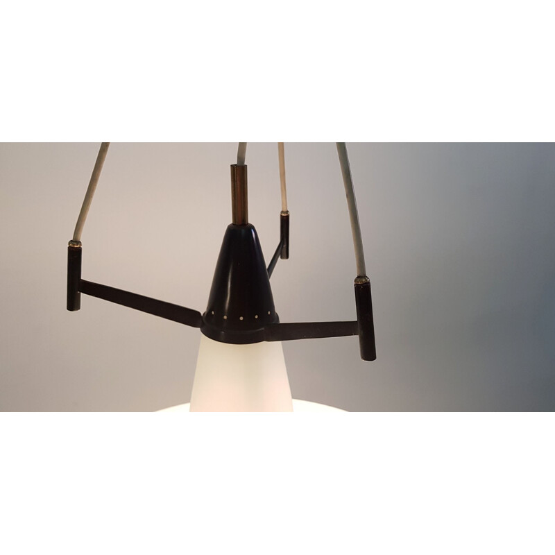 Italian opaline glass vintage pendant light