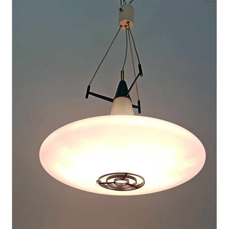 Italian opaline glass vintage pendant light