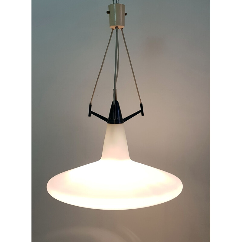 Italian opaline glass vintage pendant light