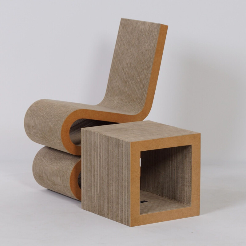 Chaise et table d'appoint Vintage Wiggle de Frank O. Gehry pour Vitra, 2000s