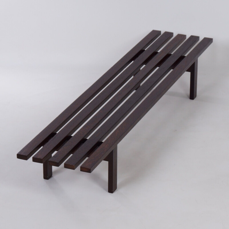 Vintage Wenge Slat Bench model bz -81 by Martin Visser for Spectrum, 1960s