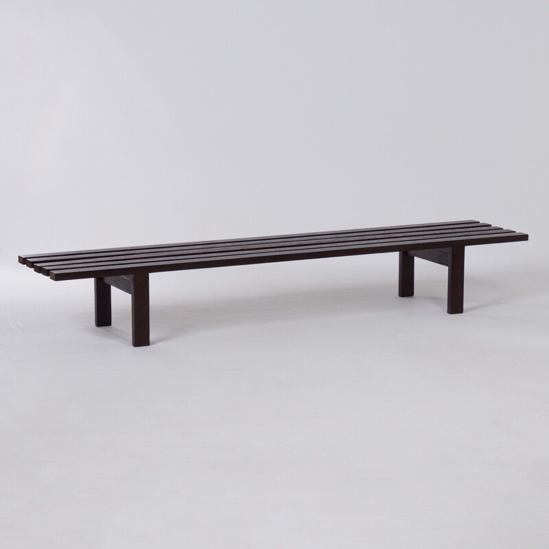 Vintage Wenge Slat Bench model bz -81 by Martin Visser for Spectrum, 1960s