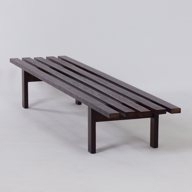 Vintage Wenge Slat Bench model bz -81 by Martin Visser for Spectrum, 1960s