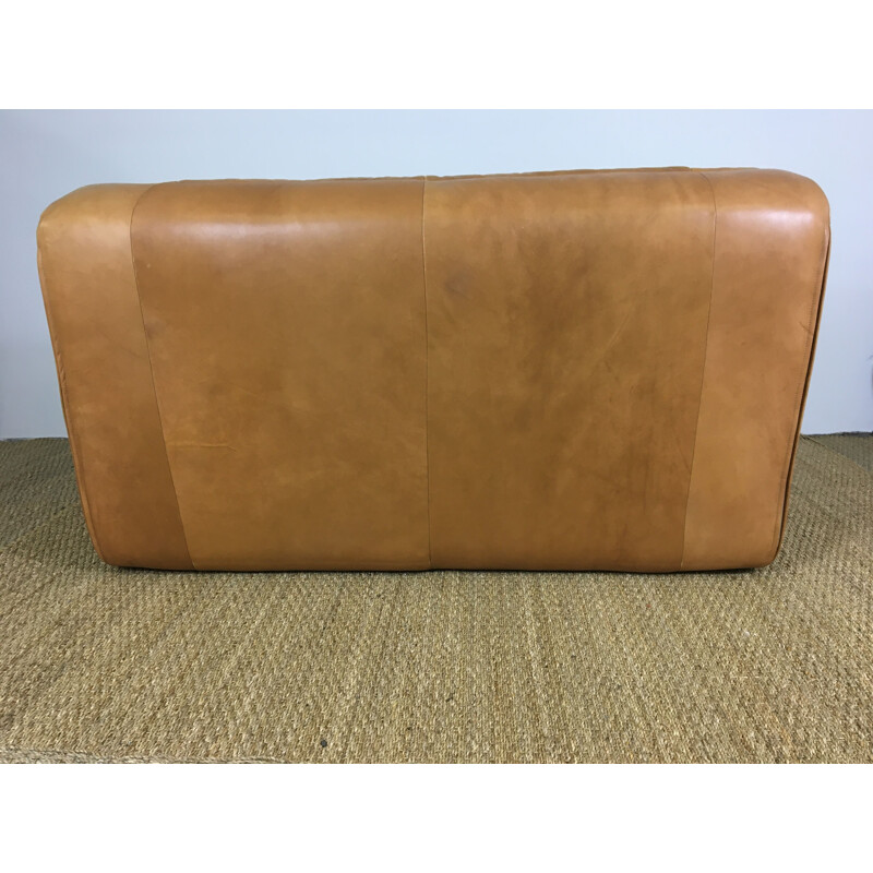 Vintage Sofa in aniline tawny leather 1970 