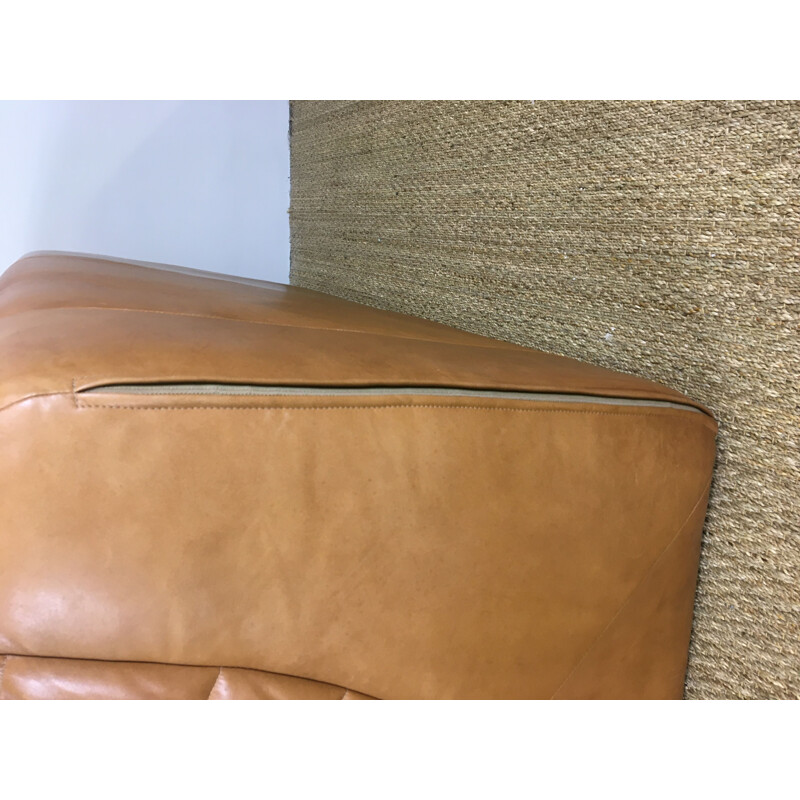 Vintage Sofa in aniline tawny leather 1970 