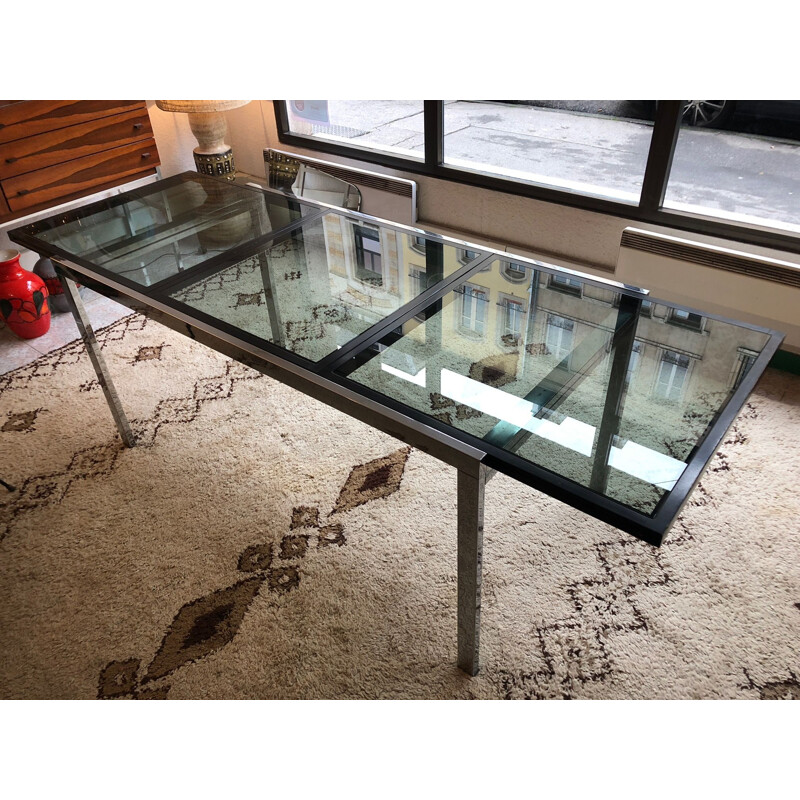 Vintage Italian glass table with extension