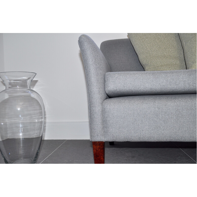 Vintage Two Seater Danish Sofa in grey wool