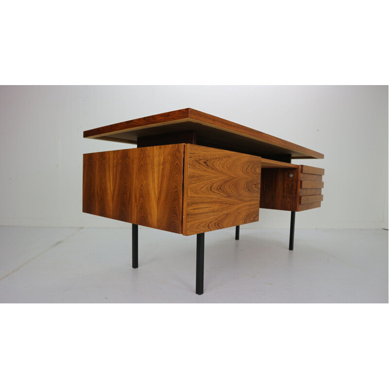 Vintage rosewood writing table desk by Leo Bub for Wertmöbel, 1960s