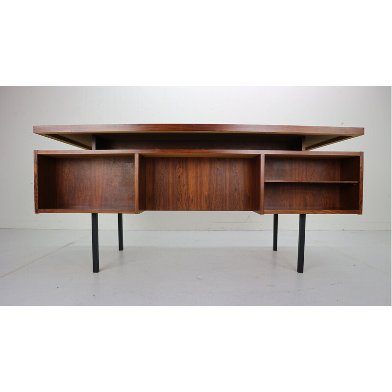 Vintage rosewood writing table desk by Leo Bub for Wertmöbel, 1960s