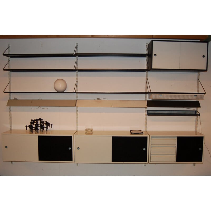 Modular wall unit with shelves and cabinets, Tjerk REIJENGA - 1950s