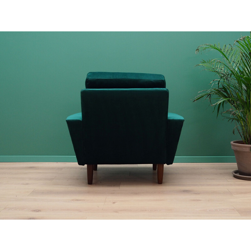 Vintage armchair in green velour, Scandinavian design, 1960-1970