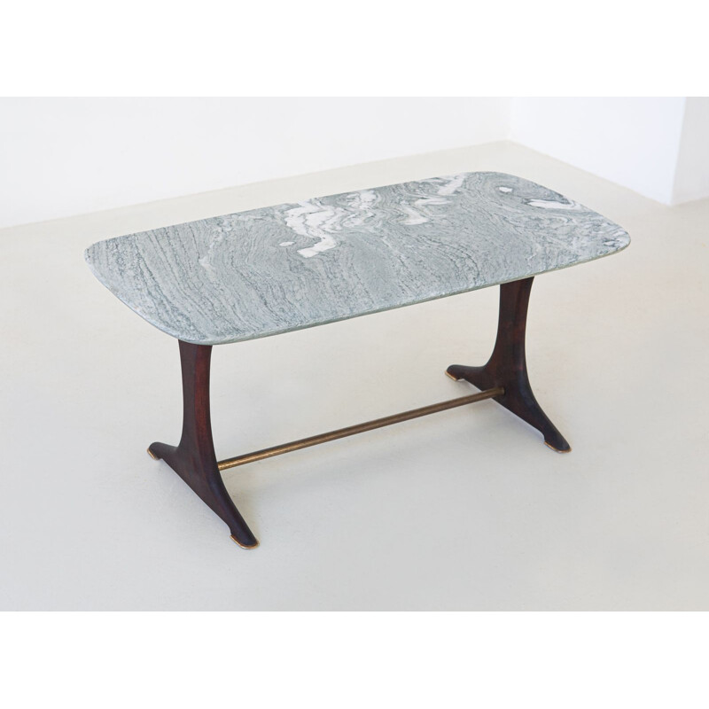 Vintage Italian low table with marble top 1950s 