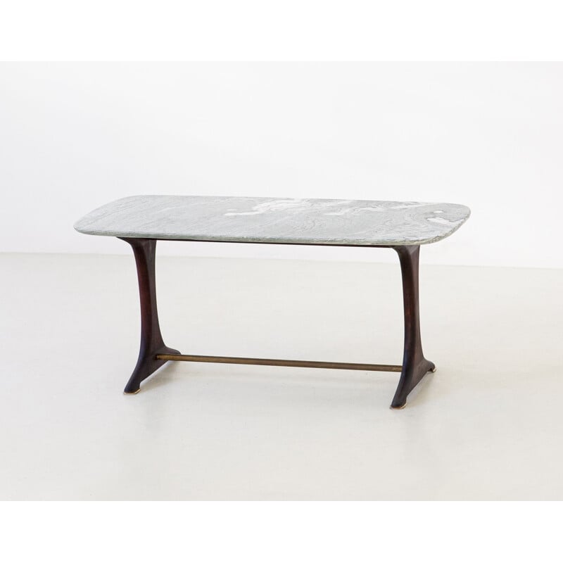 Vintage Italian low table with marble top 1950s 
