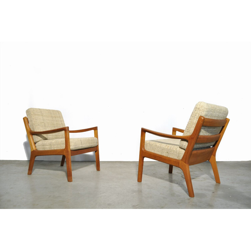 Vintage elegant teak easy chairs "Senator series" by Ole Wanscher for Cado, 1960s
