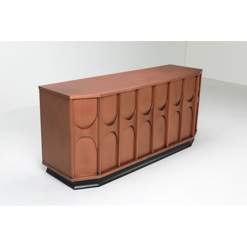 Vintage brutalist sideboard in copper lacquer 1960s