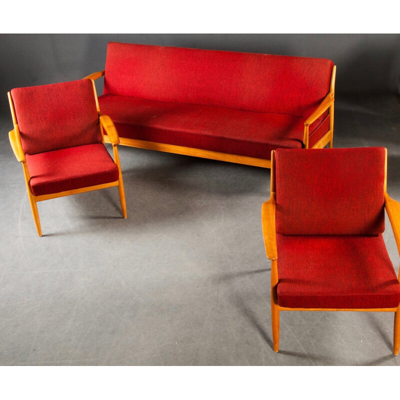 Sofa or daybed and two designer armchairs by Casala 1950 