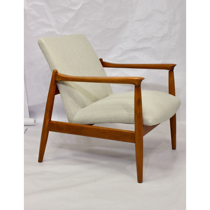 GFM-142 vintage armchair in beige fabric by Edmund Homa 1960 
