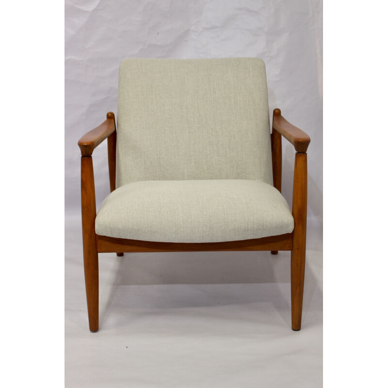 GFM-142 vintage armchair in beige fabric by Edmund Homa 1960 