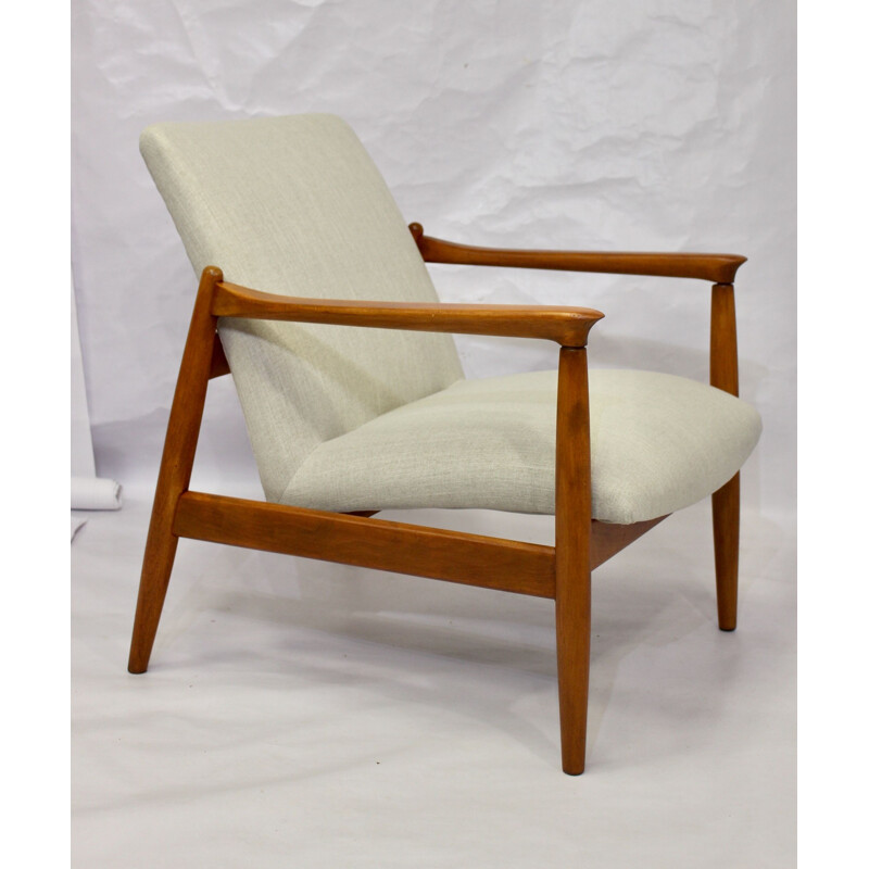 GFM-142 vintage armchair in beige fabric by Edmund Homa 1960 