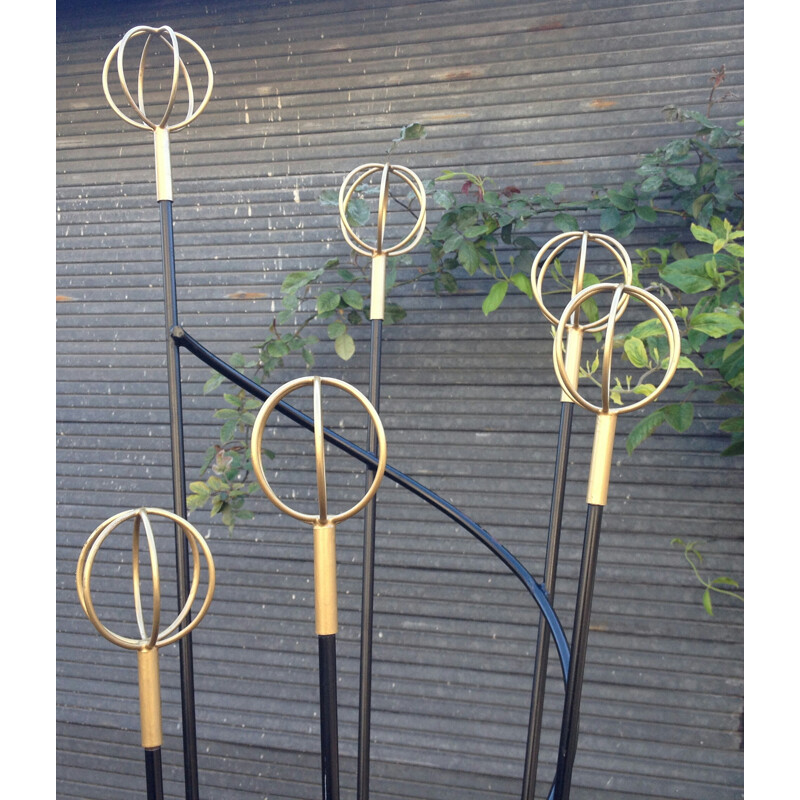 "Géo Astrolable" coat rack in metal and brass, Roger FERAUD - 1950s 